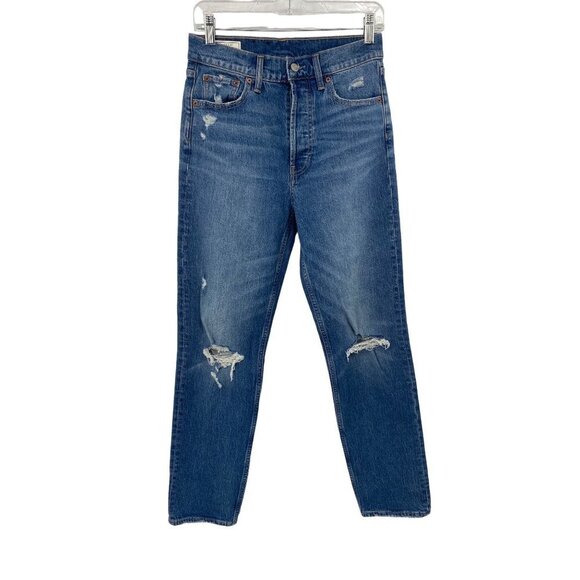 Gap Denim Cheeky Straight High Rise Jeans Womens 27/4T Distressed Button Fly - Picture 1 of 7